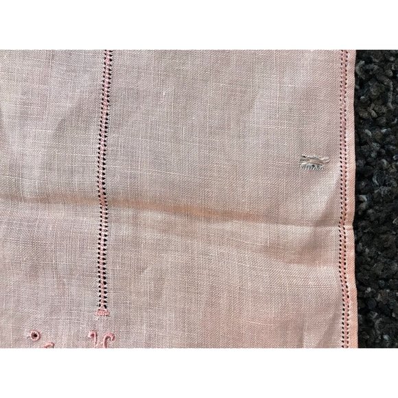 Vintage Peach Bridge Game Luncheon Tablecloth set w 3 napkins Embroidered Linen - Picture 10 of 10